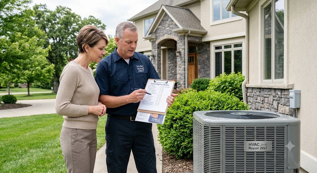 Licensed HVAC technician servicing equipment